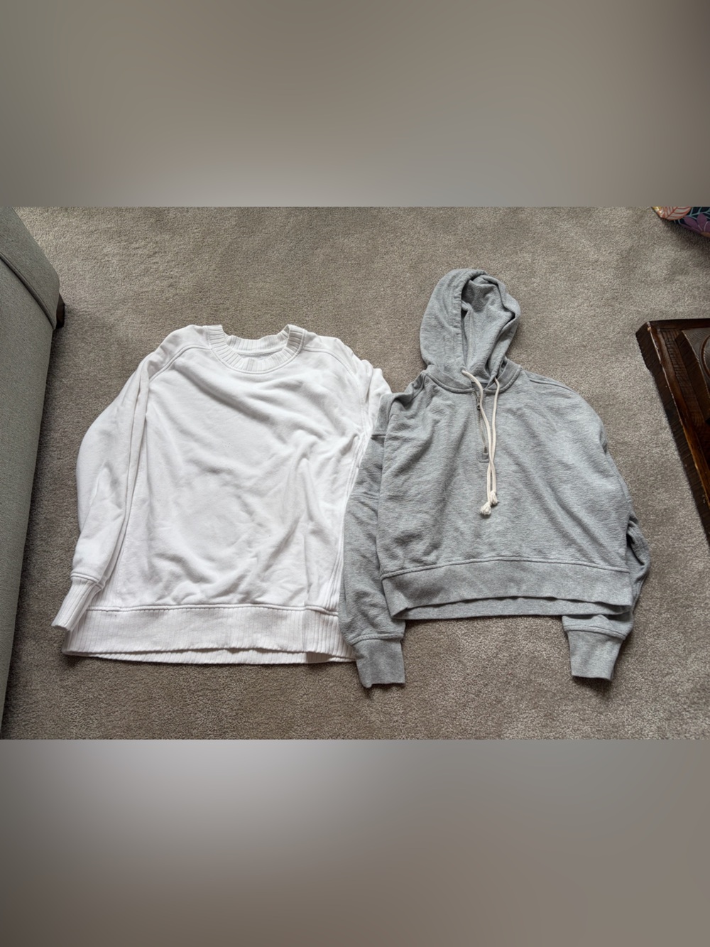American Eagle Outfitters White Crewneck & Gray Hoodie Set